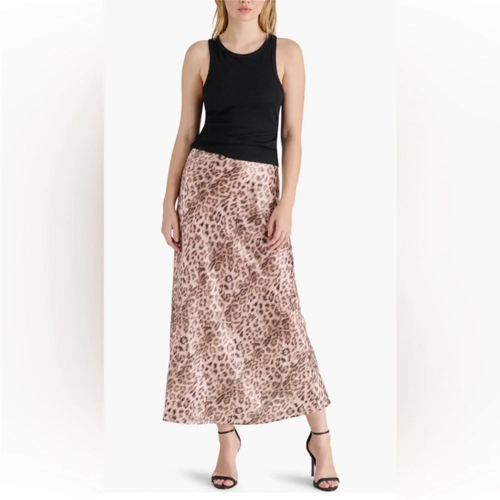 Steve Madden Satin Slip Skirt in Wild Leopard Size Small NWT